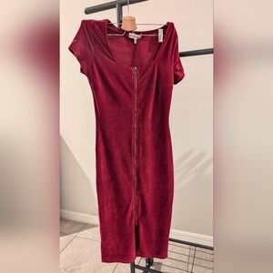 Deep Red Zipper Dress